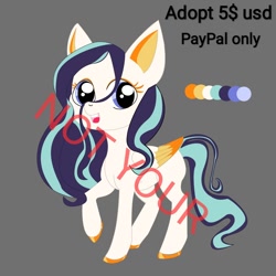 Size: 1080x1080 | Tagged: safe, artist:sugar lollipop, oc, pegasus, pony, adoptable, colored, colored hooves, colored wings, cute, digital art, female, happy, looking at you, open mouth, paypal, pegasus oc, reference sheet, selling, simple background, smiling, smiling at you, wings