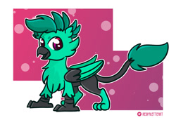 Size: 1280x876 | Tagged: safe, artist:redpalette, oc, oc:baja, griffon, abstract background, catbird, cute, griffon oc, pose, smiling