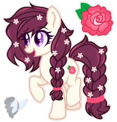 Size: 1440x1505 | Tagged: safe, artist:skyfallfrost, oc, oc only, oc:snowfire rose, earth pony, pony, female, flower, flower in hair, mare, simple background, solo, transparent background