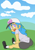 Size: 1000x1414 | Tagged: safe, artist:happy harvey, oc, oc only, oc:little league, human, equestria girls, g4, baseball cap, cap, clothes, female, gap teeth, hat, hill, looking at you, looking back, looking back at you, phone drawing, shirt, shoes, socks, spandex, stretching