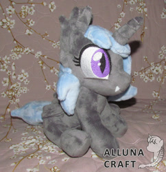 Size: 1024x1060 | Tagged: safe, artist:allunacraft, oc, oc only, alicorn, bat pony, bat pony alicorn, pony, bat wings, female, filly, horn, irl, photo, plushie, solo, wings