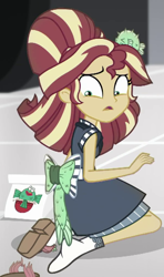 Size: 399x675 | Tagged: safe, edit, edited screencap, editor:applejackfan204, screencap, sunset shimmer, equestria girls, g4, good vibes, my little pony equestria girls: summertime shorts, clothes, cropped, socks, solo, stocking feet, sunset sushi