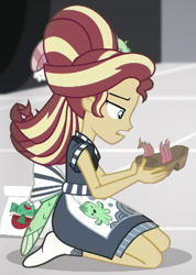 Size: 425x596 | Tagged: safe, edit, edited screencap, editor:applejackfan204, screencap, sunset shimmer, equestria girls, g4, good vibes, my little pony equestria girls: summertime shorts, clothes, cropped, socks, solo, stocking feet, sunset sushi