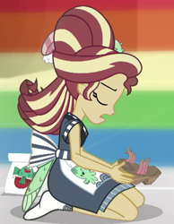 Size: 460x592 | Tagged: safe, edit, edited screencap, editor:applejackfan204, screencap, sunset shimmer, equestria girls, g4, good vibes, my little pony equestria girls: summertime shorts, clothes, cropped, socks, solo, stocking feet, sunset sushi