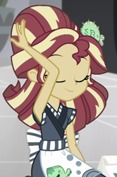 Size: 479x720 | Tagged: safe, edit, edited screencap, editor:applejackfan204, screencap, sunset shimmer, equestria girls, g4, good vibes, my little pony equestria girls: summertime shorts, cropped, solo, sunset sushi