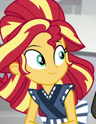 Size: 558x720 | Tagged: safe, edit, edited screencap, editor:applejackfan204, screencap, sunset shimmer, equestria girls, g4, good vibes, my little pony equestria girls: summertime shorts, cropped, solo focus, sunset sushi