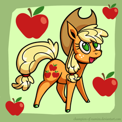 Size: 1200x1200 | Tagged: safe, artist:champion-of-namira, applejack, earth pony, pony, g4, apple, food, solo