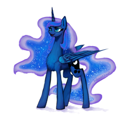 Size: 1000x1041 | Tagged: safe, artist:iridescentadopt, princess luna, alicorn, pony, g4, chest fluff, cutie mark, female, horn, open mouth, simple background, smiling, solo, white background, wings