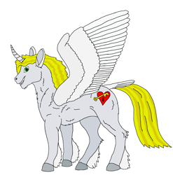 Size: 2152x2178 | Tagged: safe, artist:stargliderx, oc, alicorn, pony, fanfic:expedition to cloudbreak islands, alicorn oc, bird tail, curved horn, high res, horn, male, romance, smiling, spread wings, stallion, unshorn fetlocks, wings