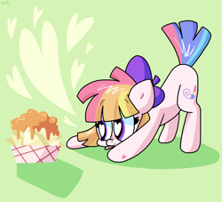 Size: 2554x2316 | Tagged: safe, artist:spritecranbirdie, toola roola, toola-roola, earth pony, pony, g3, :p, chips, cutie mark, female, food, hat, heart, heart eyes, high res, hoof heart, nacho cheese, nachos, solo, tongue out, wingding eyes