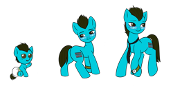 Size: 3069x1539 | Tagged: safe, artist:vaiola, oc, oc only, oc:refund check, earth pony, pony, age progression, baby, baby pony, colt, commission, cute, earth pony oc, female, foal, glasses, height difference, high res, male, necktie, simple background, smiling, solo, stallion, transparent background, ych result, younger