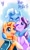 Size: 1600x2693 | Tagged: safe, artist:niorsaj, starlight glimmer, sunburst, trixie, pony, unicorn, g4, cute, eyes closed, female, hug, male, mare, one eye closed, open mouth, smiling, stallion, trio