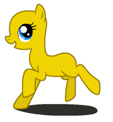 Size: 503x539 | Tagged: safe, artist:katliynrusshia, earth pony, pony, bald, base, female, mare, open mouth, running, shadow, simple background, smiling, solo, white background