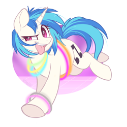 Size: 690x690 | Tagged: safe, artist:higglytownhero, dj pon-3, vinyl scratch, pony, unicorn, g4, female, horn, mare, simple background, solo, tail, tongue out, white background