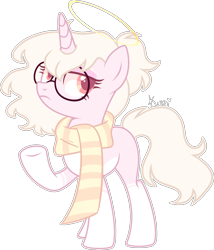 Size: 2039x2383 | Tagged: safe, artist:kurosawakuro, oc, oc only, pony, unicorn, base used, clothes, female, glasses, halo, high res, mare, scarf, simple background, solo, transparent background