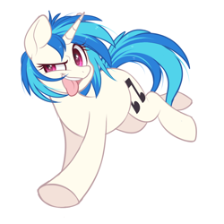 Size: 690x690 | Tagged: safe, alternate version, artist:higglytownhero, dj pon-3, vinyl scratch, pony, unicorn, g4, female, mare, open mouth, simple background, solo, tongue out, underhoof, white background