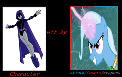 Size: 1078x682 | Tagged: safe, artist:oddonehere, trixie, g4, magic duel, crossover, raven (dc comics), teen titans, wrong aspect ratio