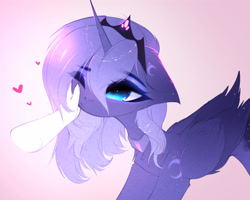 Size: 4004x3200 | Tagged: safe, artist:magnaluna, princess luna, alicorn, pony, crown, cute, daaaaaaaaaaaw, female, filly, floppy ears, jewelry, looking at you, lunabetes, one eye closed, petting, regalia, solo focus, woona, younger