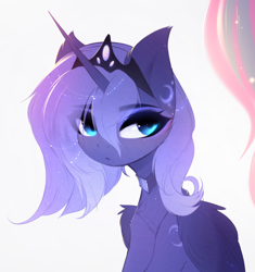 Size: 2906x3093 | Tagged: safe, artist:magnaluna, princess luna, alicorn, pony, crown, cute, female, filly, jewelry, looking at you, lunabetes, regalia, solo focus, woona, younger