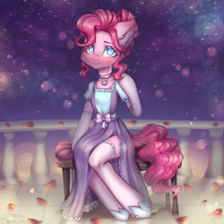 Size: 2500x2500 | Tagged: safe, artist:zefirka, pinkie pie, g4, clothes, dress, elegant, high res, redraw, socks, stockings, thigh highs