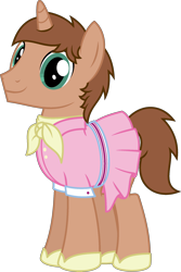 Size: 1516x2263 | Tagged: safe, artist:peternators, oc, oc only, oc:heroic armour, pony, unicorn, g4, camping outfit, clothes, crossdressing, dress, male, shoes, simple background, solo, stallion, transparent background