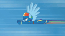 Size: 800x450 | Tagged: safe, artist:agrol, rainbow dash, pegasus, pony, choose your wings, g4, amulet, animated, artificial wings, augmented, clothes, flying, gif, hoop, jewelry, magic, magic wings, mistakes were made, rainbow trail, solo, speed lines, stuck, uniform, wings, wonderbolts uniform