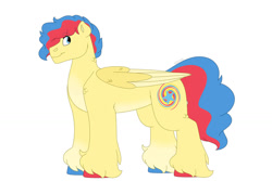 Size: 1280x854 | Tagged: safe, artist:itstechtock, oc, oc only, oc:super scoop, pegasus, pony, female, mare, offspring, parent:high winds, parent:sunny delivery, simple background, solo, white background