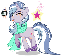 Size: 1280x1143 | Tagged: safe, artist:princess-kitsune-tsu, oc, oc only, pony, unicorn, base used, clothes, female, magical lesbian spawn, mare, offspring, parent:lyra heartstrings, parent:twilight sparkle, parents:twyra, scar, scarf, simple background, solo, tongue out, transparent background