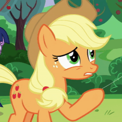 Size: 720x720 | Tagged: safe, screencap, applejack, twilight sparkle, alicorn, earth pony, pony, g4, the mane attraction, adorable face, animated, applejack's hat, cowboy hat, cropped, cute, duo, duo female, eyes closed, female, hat, jackabetes, laughing, mare, offscreen character, snorting, solo focus, sound, twilight sparkle (alicorn), webm