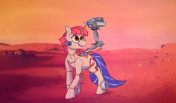 Size: 4110x2412 | Tagged: safe, alternate version, artist:halley-valentine, oc, oc only, pony, robot, robot pony, unicorn, mars, mars rover, perseverance, ponified, solo, textless version