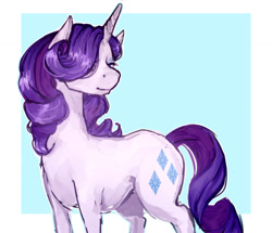 Size: 1280x1099 | Tagged: safe, artist:burr-ito, rarity, pony, unicorn, g4, abstract background, hair over one eye, solo