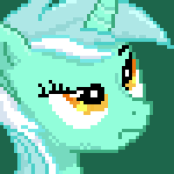 Size: 400x400 | Tagged: dead source, safe, artist:lightspeeed, part of a set, lyra heartstrings, pony, unicorn, g4, bust, green background, pixel art, portrait, raised eyebrow, simple background, solo