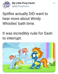 Size: 717x907 | Tagged: safe, edit, edited screencap, screencap, spitfire, windy whistles, parental glideance, my little pony facts, twitter link