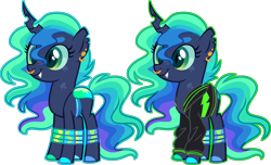 Size: 2282x1388 | Tagged: safe, artist:kurosawakuro, oc, oc only, changepony, hybrid, pony, base used, clothes, female, hoodie, interspecies offspring, magical lesbian spawn, offspring, parent:queen chrysalis, parent:rainbow dash, parents:chrysadash, simple background, solo, transparent background