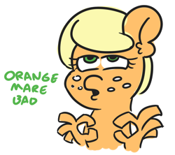 Size: 876x778 | Tagged: safe, artist:threetwotwo32232, applejack, earth pony, pony, g4, female, hand, mare, suddenly hands, trump