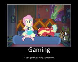 Size: 1074x860 | Tagged: safe, artist:thejboy88, edit, edited screencap, editor:applejackfan204, screencap, fluttershy, sunset shimmer, equestria girls, g4, game stream, my little pony equestria girls: better together, converse, motivational poster, shoes