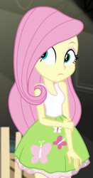 Size: 327x624 | Tagged: safe, screencap, fluttershy, equestria girls, equestria girls specials, g4, my little pony equestria girls: movie magic, cropped, cute, shyabetes, sleeveless, solo