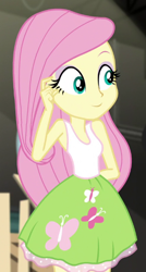 Size: 328x614 | Tagged: safe, screencap, fluttershy, equestria girls, equestria girls specials, g4, my little pony equestria girls: movie magic, cropped, cute, shyabetes, sleeveless, solo