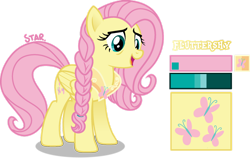 Size: 1280x810 | Tagged: safe, artist:star-gaze-pony, fluttershy, pony, g4, braid, element of kindness, older, older fluttershy, redesign, simple background, solo, transparent background