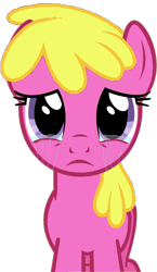 Size: 728x1252 | Tagged: safe, artist:abealy2, cherry berry, earth pony, pony, g4, crying, crying ponies, female, looking at you, mare, simple background, solo, teary eyes, transparent background