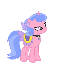 Size: 1724x2232 | Tagged: safe, artist:third uncle, royal ribbon, pony, unicorn, g4, sweet and elite, background pony, bow, cute, female, hair bow, jewelry, mare, saddle, simple background, solo, tack, transparent background