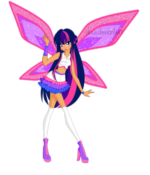 Size: 2265x2648 | Tagged: safe, artist:iikiui, twilight sparkle, alicorn, fairy, human, equestria girls, g4, believix, boots, clothes, crossover, fairy wings, fairyized, high heel boots, high heels, high res, kneesocks, pink wings, purple shoes, shoes, simple background, socks, solo, sparkly wings, transparent background, twilight sparkle (alicorn), wings, winx, winx club, winxified