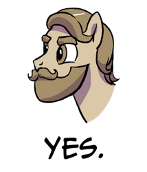 Size: 428x500 | Tagged: safe, idw, pony, spoiler:comic95, beard, comic, facial hair, meme, moustache, nordic gamer, reaction image, simple background, solo, thick eyebrows, transparent background, unnamed character, unnamed pony, yes