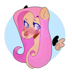 Size: 1009x1008 | Tagged: safe, artist:cloudysk1es, fluttershy, pegasus, pony, g4, beanbrows, blushing, bust, circle background, eyebrows, female, floating wings, mare, open mouth, portrait, simple background, solo, starry eyes, three quarter view, transparent background, wingding eyes, wings