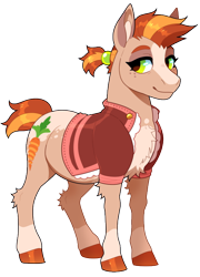 Size: 500x693 | Tagged: safe, alternate version, artist:lastnight-light, oc, oc only, oc:merida carrot, earth pony, pony, clothes, female, mare, simple background, solo, transparent background, vest