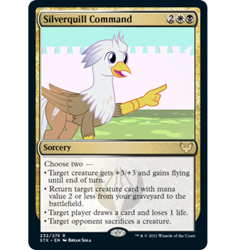 Size: 982x1040 | Tagged: safe, artist:mlp-silver-quill, edit, oc, oc:silver quill, ccg, magic the gathering, trading card, trading card edit
