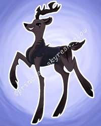 Size: 644x806 | Tagged: dead source, safe, alternate version, artist:princess_skyresh_glow, pony, abstract background, antlers, black sclera, clothes, grin, male, ponified, raised hoof, scp, scp-106, smiling, solo, stallion, unshorn fetlocks
