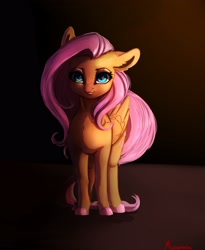 Size: 2675x3260 | Tagged: safe, artist:miokomata, fluttershy, pegasus, pony, g4, colored hooves, cute, dramatic lighting, female, floppy ears, freckles, freckleshy, high res, looking at you, mare, shyabetes, solo