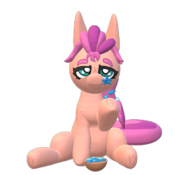 Size: 869x869 | Tagged: safe, artist:nootaz, sunny starscout, earth pony, pony, g5, 3d, implied drugs, paint 3d, simple background, sitting, starry eyes, transparent background, wingding eyes