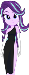 Size: 751x1892 | Tagged: safe, artist:edy_january, edit, vector edit, starlight glimmer, equestria girls, g4, adorasexy, black dress, clothes, cute, dress, evening gloves, gloves, hardbass, long gloves, one shoulder, party, sexy, side slit, simple background, sleeveless, solo, total sideslit, transparent background, vector